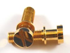 #3195-2 “Vintage” Steel Tailpiece Studs Gloss Gold METRIC, for HERITAGE, EPIPHONE, and other IMPORTED GUITARS