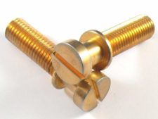 #3195-3 “Vintage” Steel Tailpiece Studs Aged Gold METRIC, for HERITAGE, EPIPHONE, and other IMPORTED GUITARS